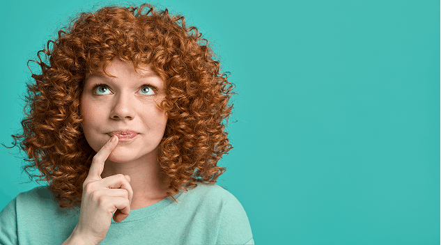 Person thinking with questions
